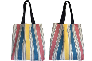 striped vintage teatowel tote bag