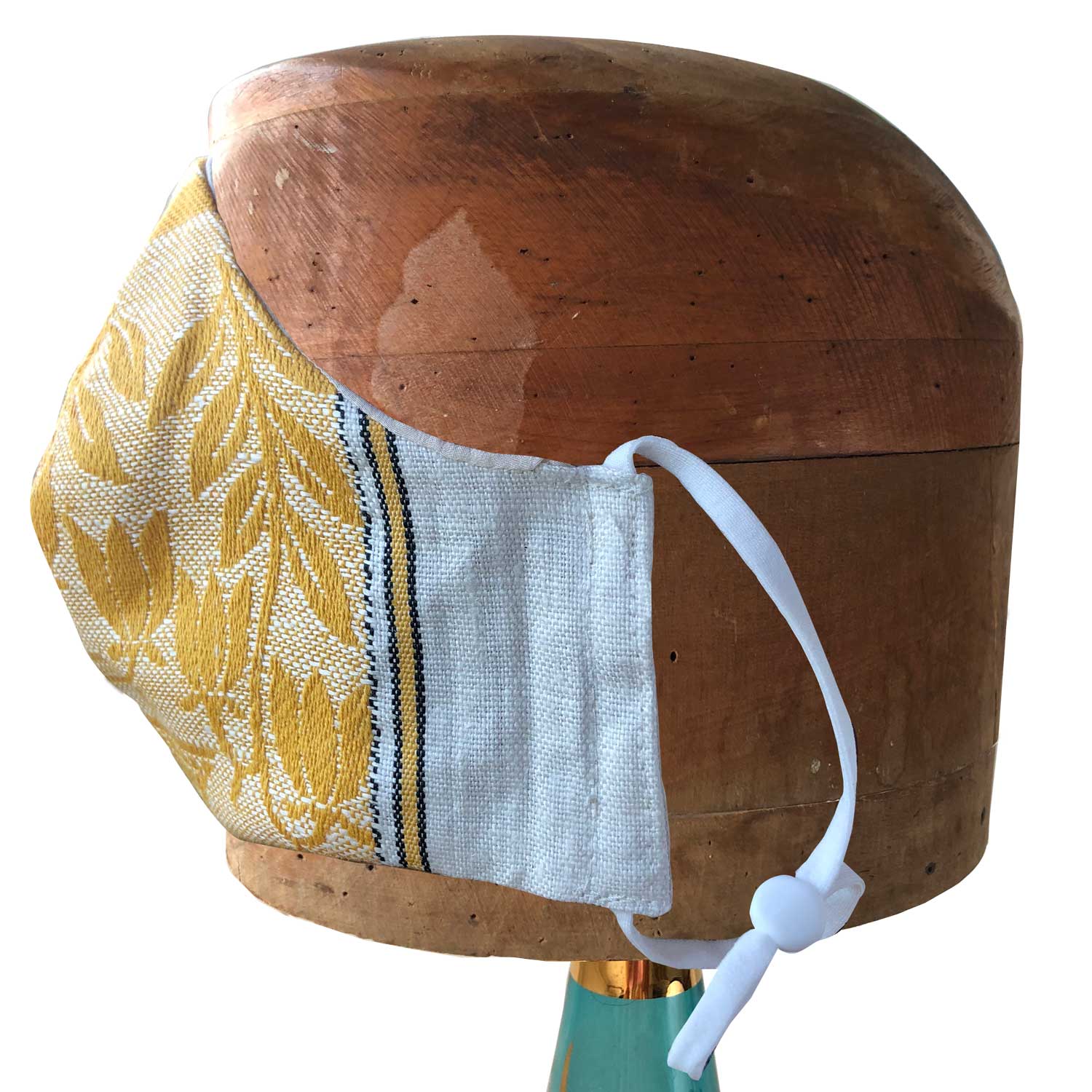 Damask vintage linen teatowel reusable face mask