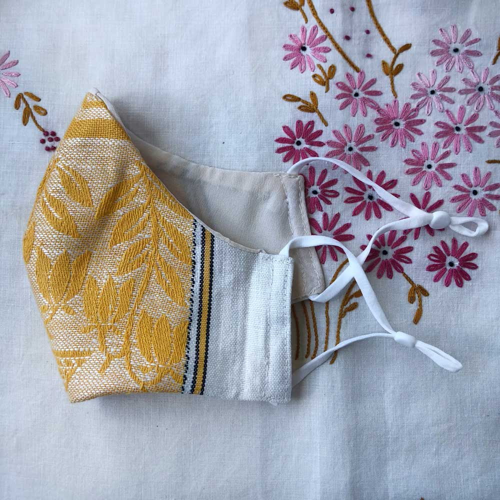 Damask vintage linen teatowel reusable face mask
