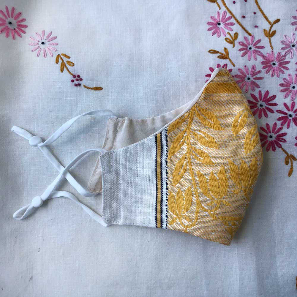 Damask vintage linen teatowel reusable face mask