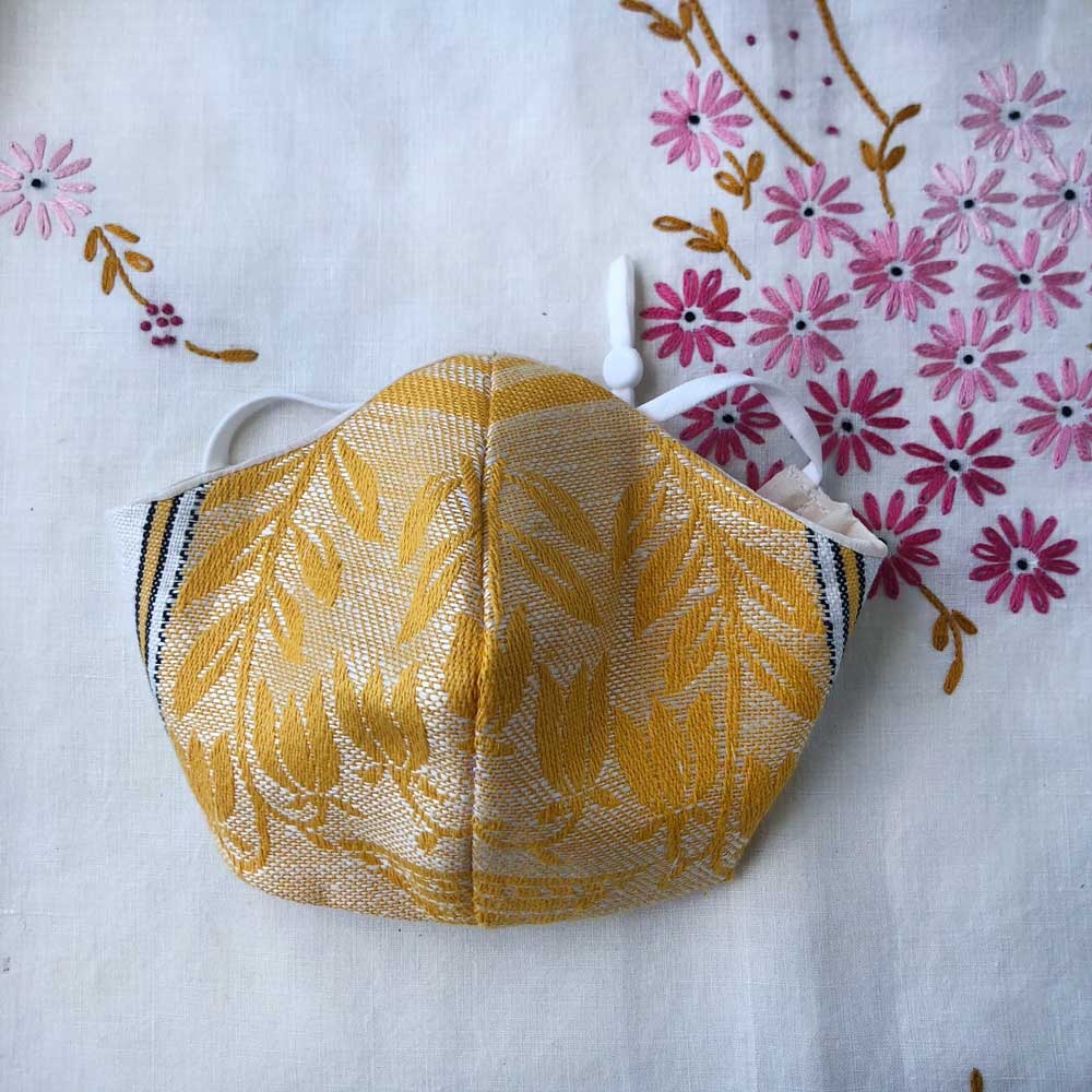 Damask vintage linen teatowel reusable face mask