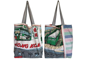 Hong Kong vintage teatowel tote bag