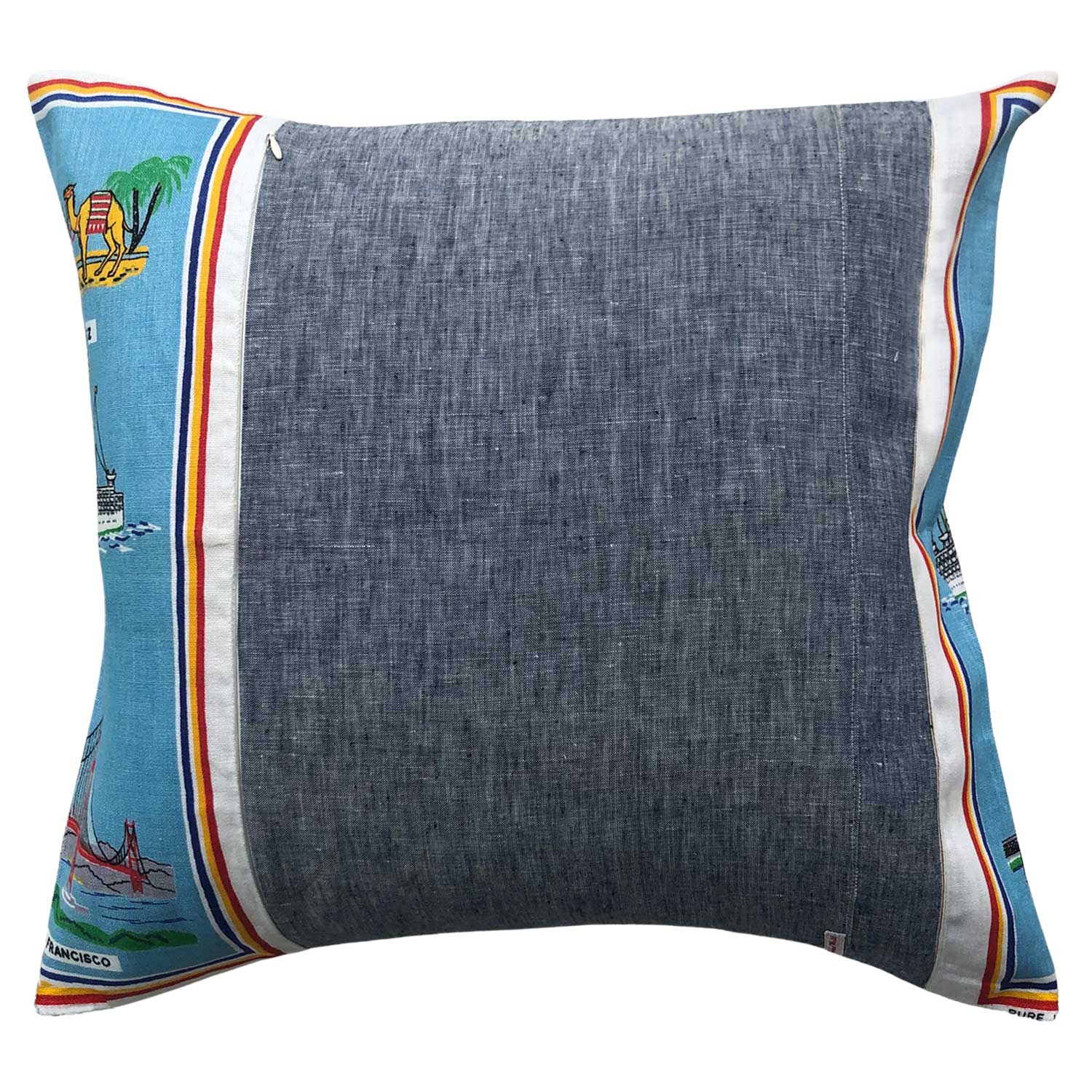 Cruise liner vintage linen teatowel cushion cover