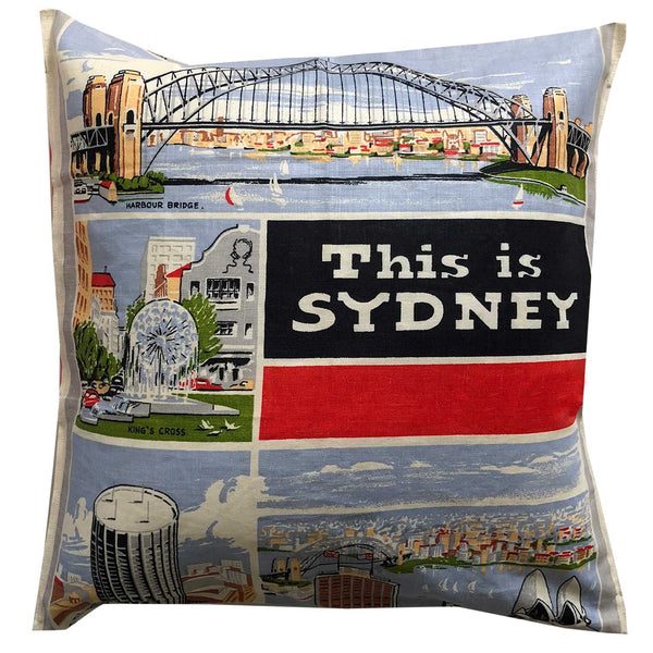 This is sydney vintage linen teatowel cushion cover