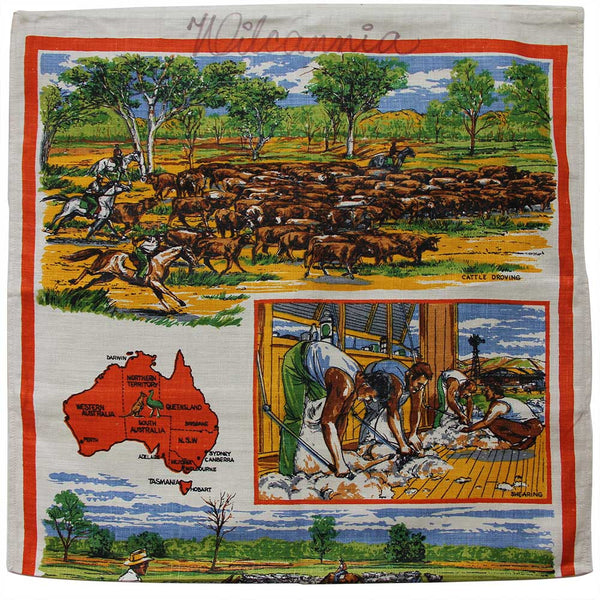 Love And West Wilcannia vintage teatowel cushion cover